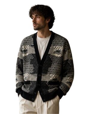 Vintage Paul Smith Patchwork Cardigan Mens Medium Geometric Indie GrandpaCore